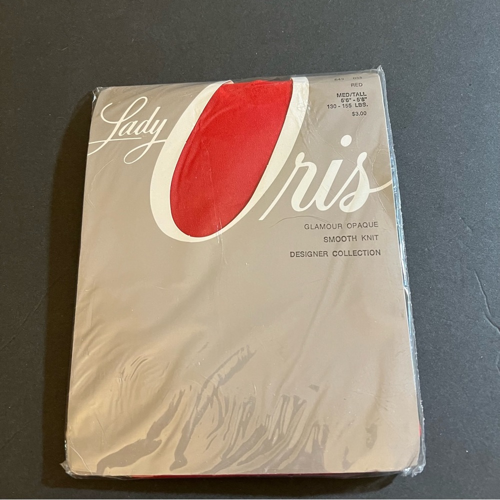 Vtg Lady Ortis Red Pantyhose Med/Tall 5’6”-5’8” 130-150 Lbs.; Opaque Smooth Knit